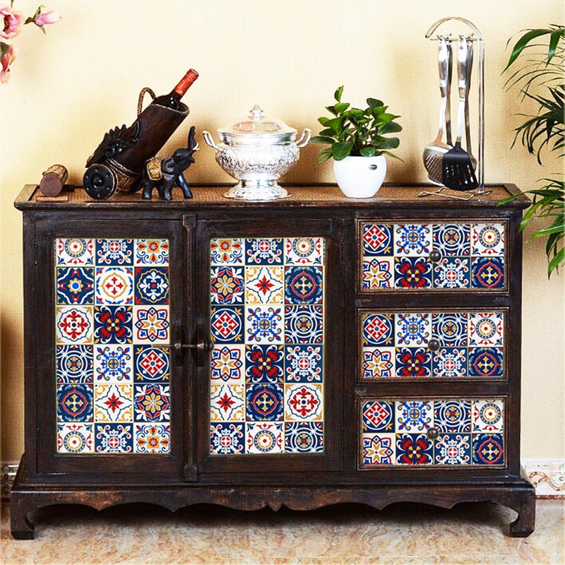 Kitico 17.7" X118.1"Pattern Contact Paper Removable Peel and Stick Wallpaper Colorful Tile Self Adhesive Wallpaper Vinyl Waterproof Easy to Clean for Cabinets Countertop Kitchen Backsplash Shelf Drawer Liner - Image 4